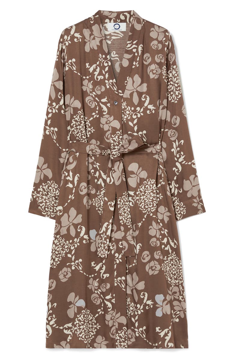 Marina Rinaldi Teiera Floral Long Sleeve Shirtdress, Alternate, color, Brown