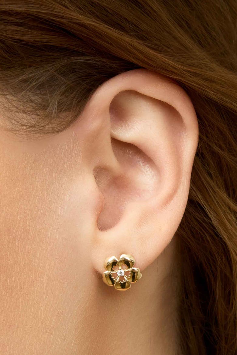 14K Yellow Gold Sakura Studs, Alternate, color, Yellow Gold