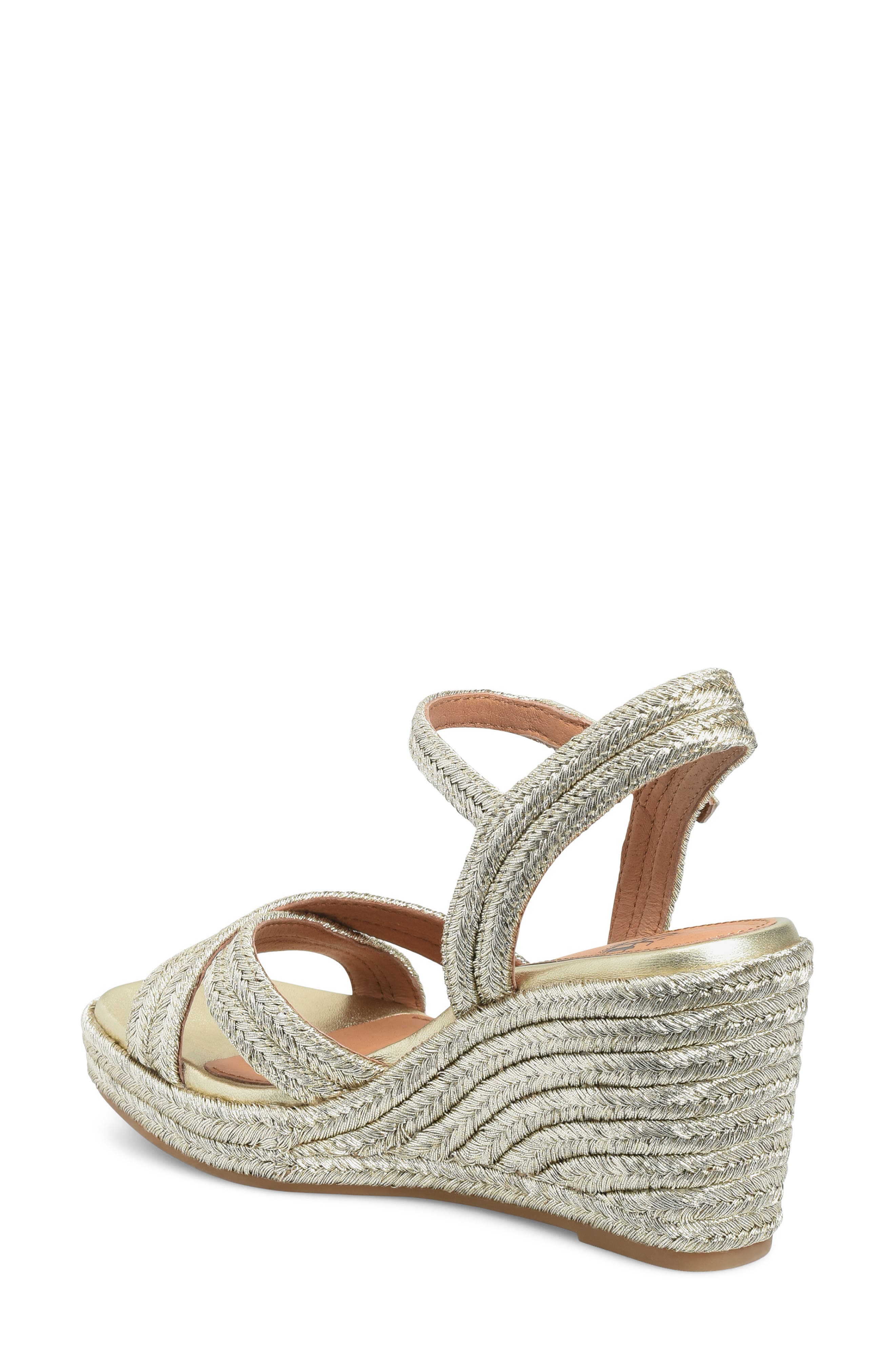 Söfft Newbury Espadrille Ankle Strap Platform Wedge Sandal, Alternate, color, Platino