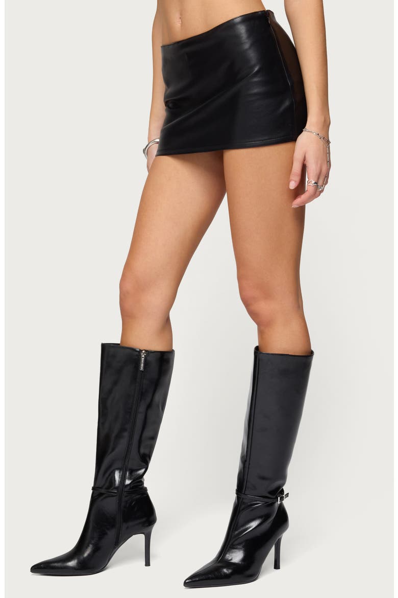 Viki Faux Leather Miniskort, Alternate, color, BLACK