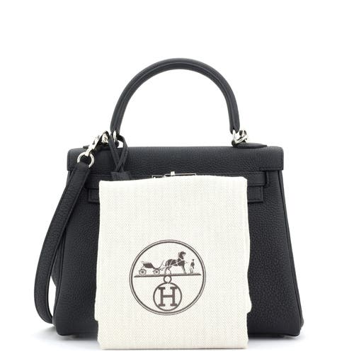 Pre-owned Hermes Hermes Kelly Handbag Black Togo With Palladium Hardware 25 In Black