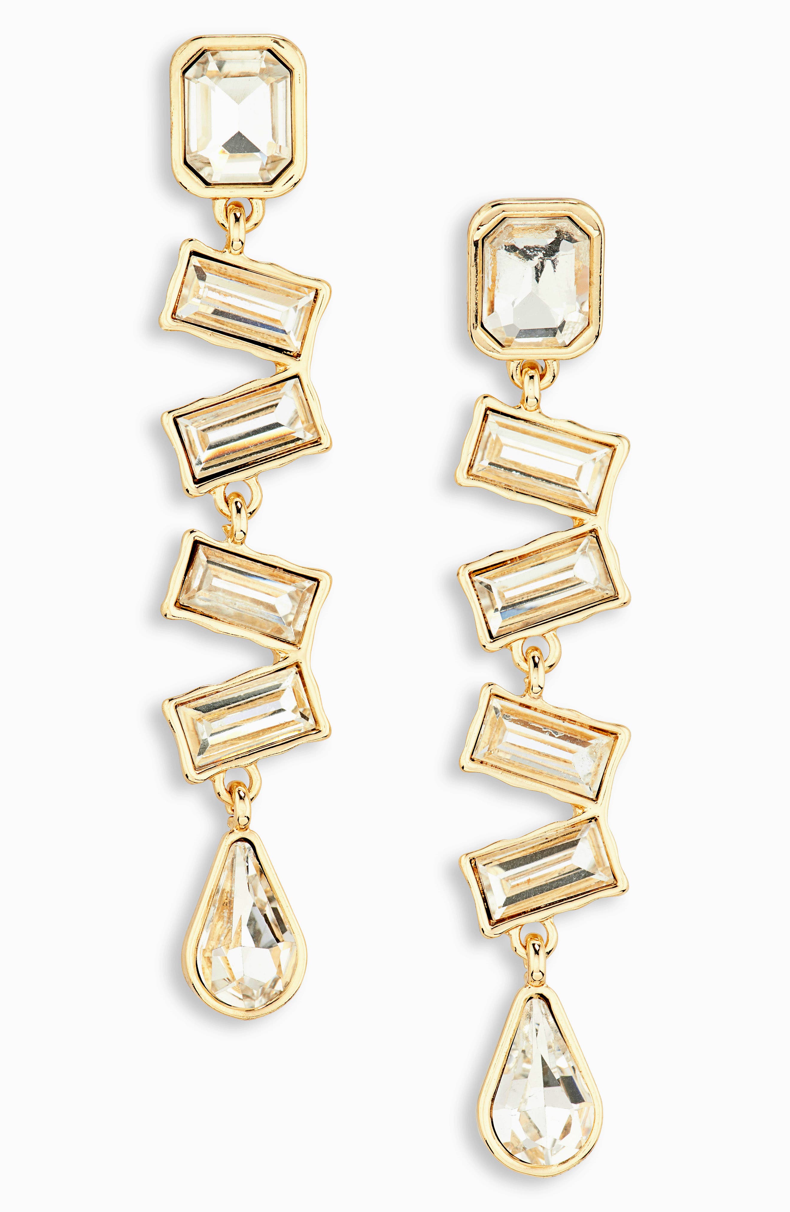 Nordstrom Staggered Crystal Linear Drop Earrings