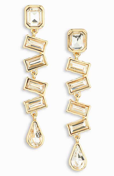 Nordstrom Staggered Crystal Linear Drop Earrings