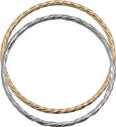 Argento Vivo Sterling Silver Two-Tone Twisted Bangle Set