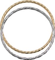 Argento Vivo Sterling Silver Two-Tone Twisted Bangle Set