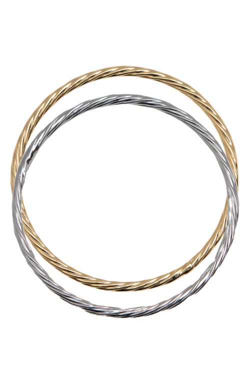 Argento Vivo Sterling Silver Two-tone Twisted Bangle Set