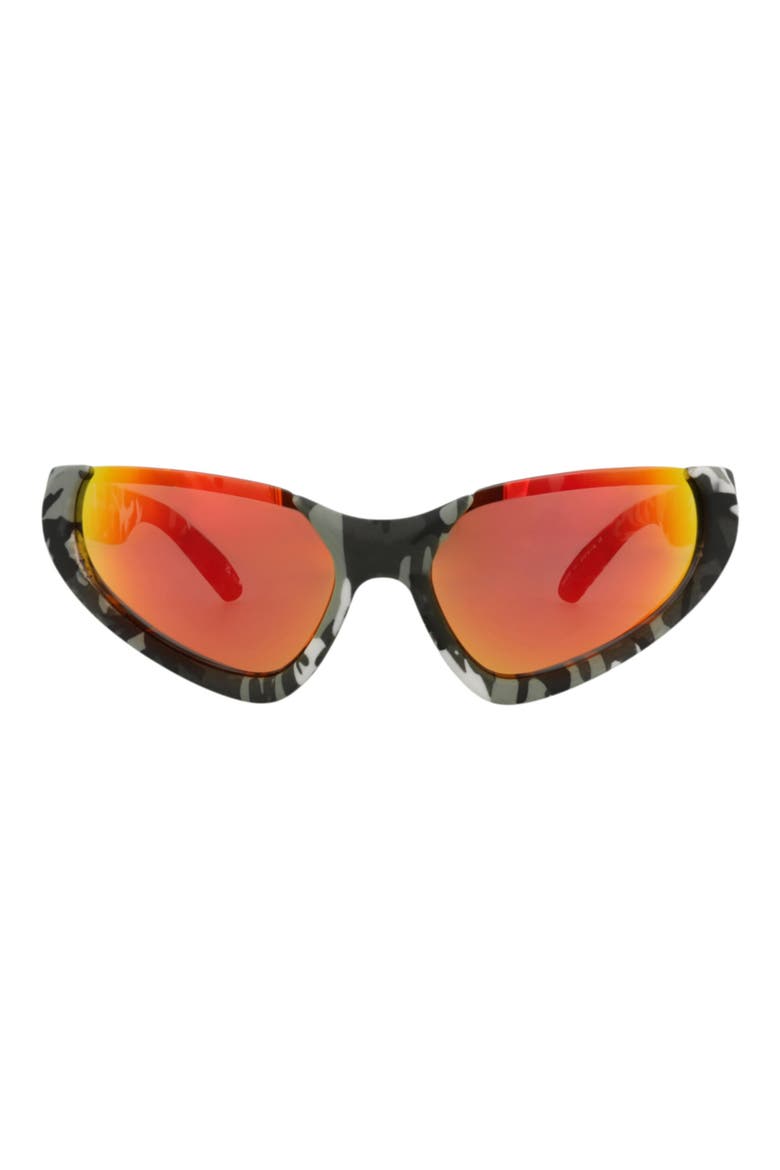 64mm Wrap Sunglasses, Main, color, GREY GREY RED