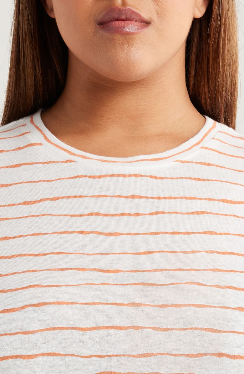 Wit & Wisdom Stripe Linen Blend T-Shirt, Alternate, color, Autumn Sunset/ Off White