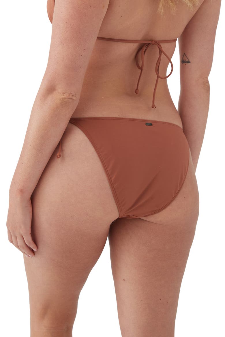 Saltwater Solids Maracas Side Tie Bikini Bottoms, Alternate, color, RUSTIC BROWN