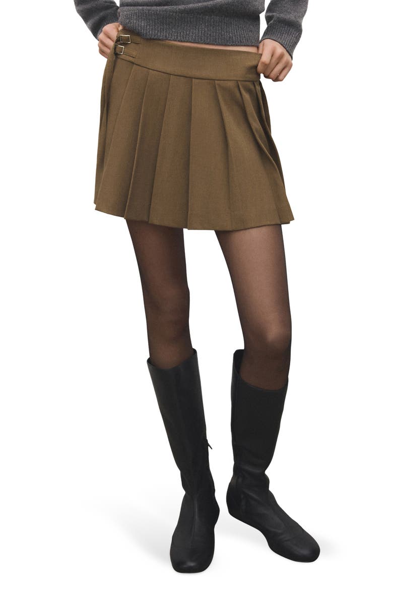 Brittany Pleated Miniskirt, Main, color, BROWN