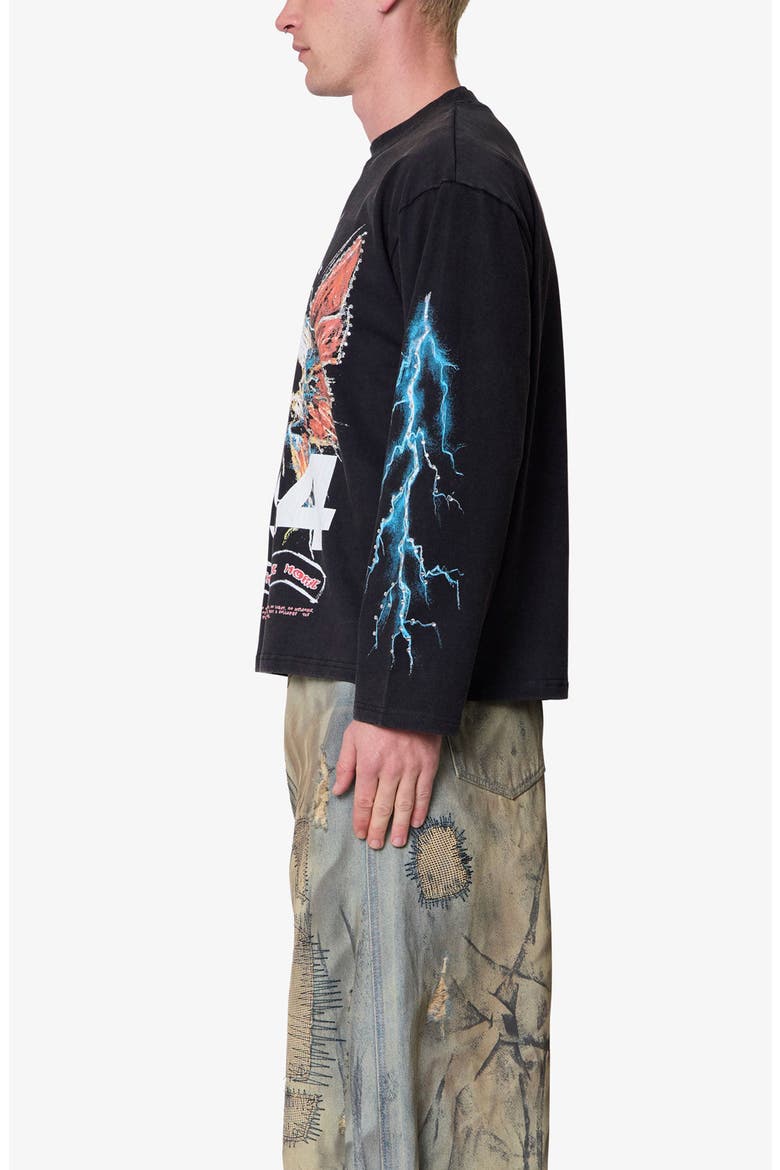 Gem Skull Long Sleeve Cotton Graphic T-Shirt, Alternate, color, BLACK