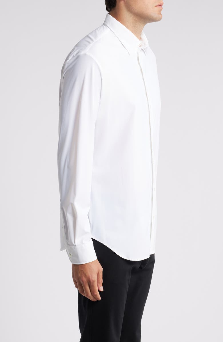 Emporio Armani Solid White Knit Button-Up Shirt, Alternate, color, White