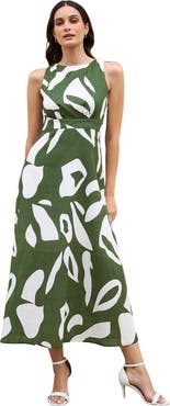 Yumi Cotton Abstract Print Maxi Dress