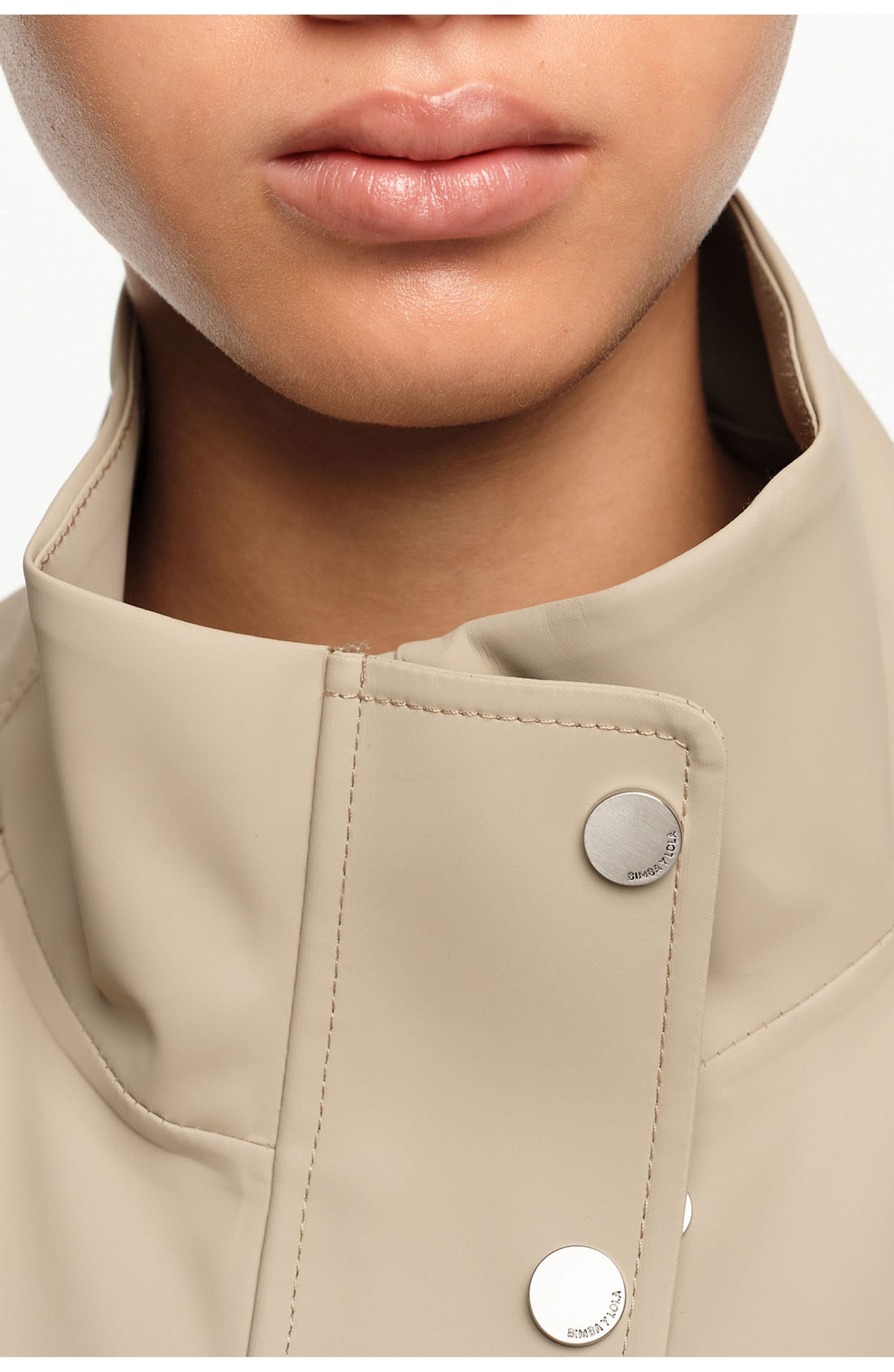 Short, Rubberized High Neck Trench - image 2