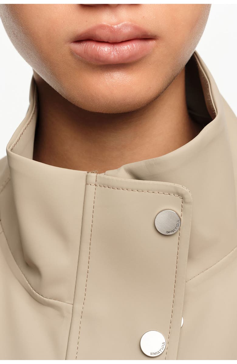 Bimba y Lola Short, Rubberized High Neck Trench, Alternate, color, Stone