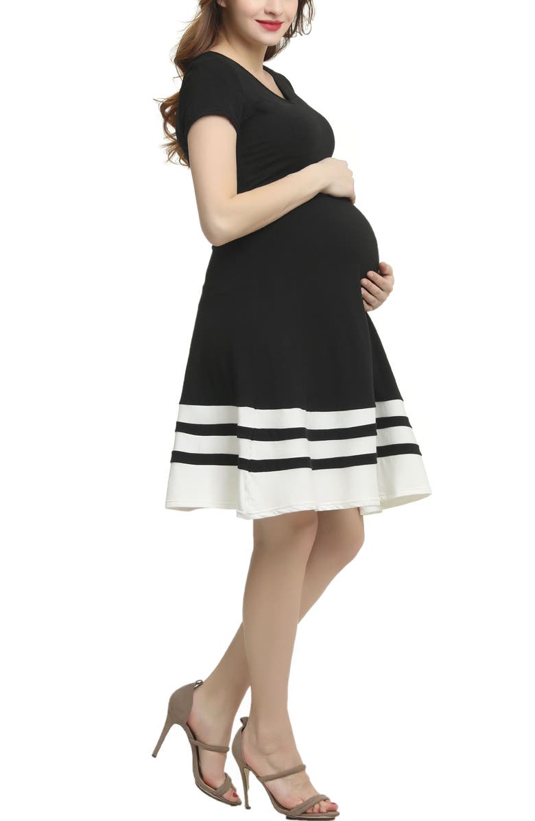 Kimi & Kai Theresa Colorblock Maternity Skater Dress, Alternate, color, 