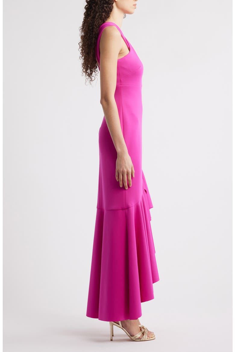 Cross Neck High-Low Evening Dress, Alternate, color, HOT PINK