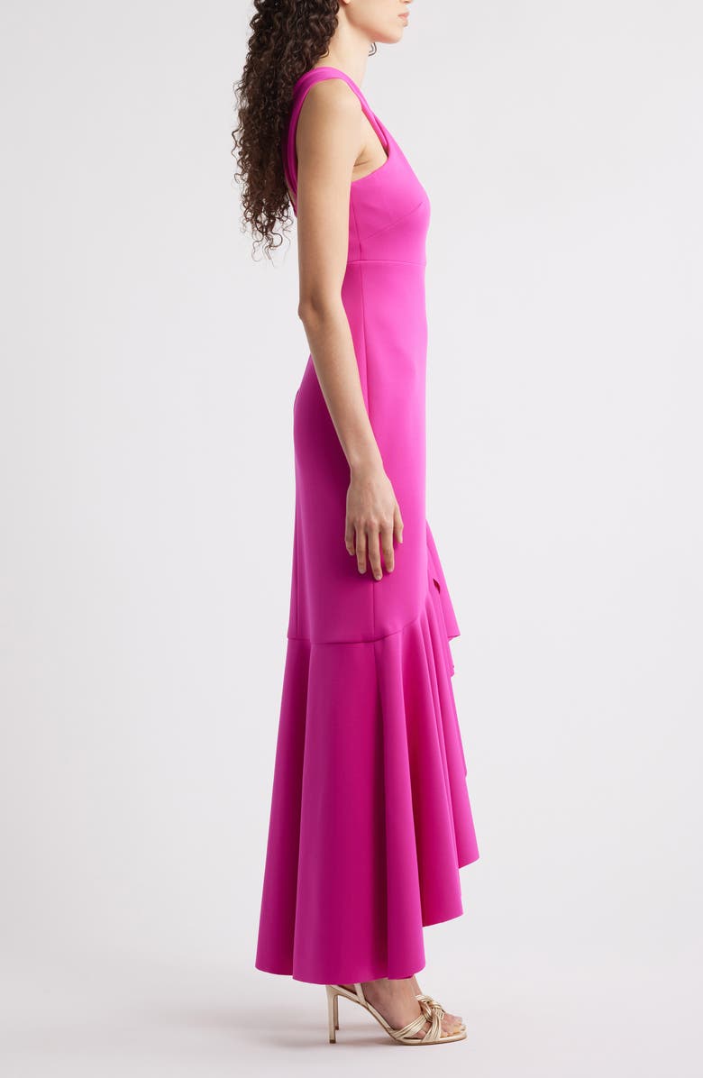 Eliza J Cross Neck High-Low Evening Dress, Alternate, color, Hot Pink