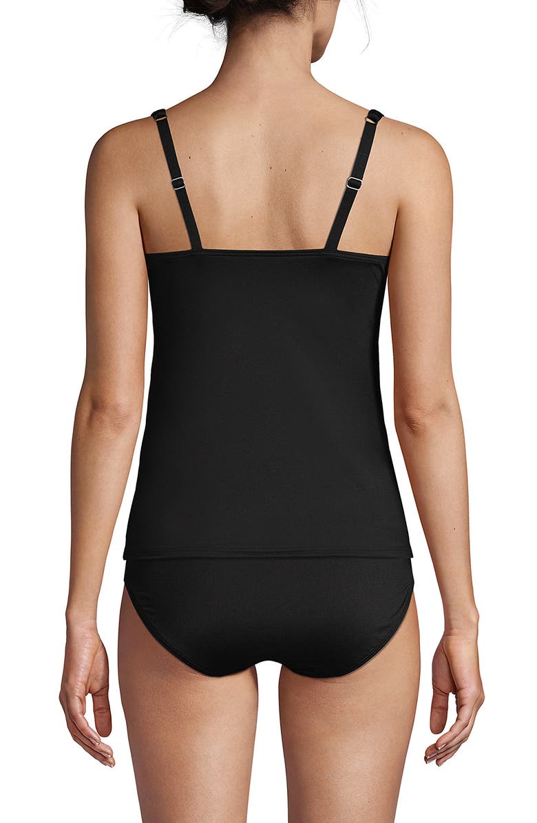 Lands' End Square Neck Underwire Tankini Top Swimsuit Adjustable Straps, Alternate, color, Black