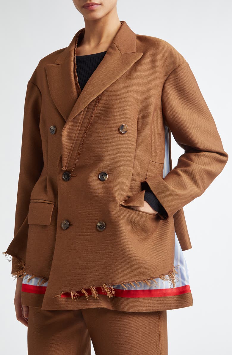 Undercover Spliced Mixed Media Double Breasted Blazer, Alternate, color, 