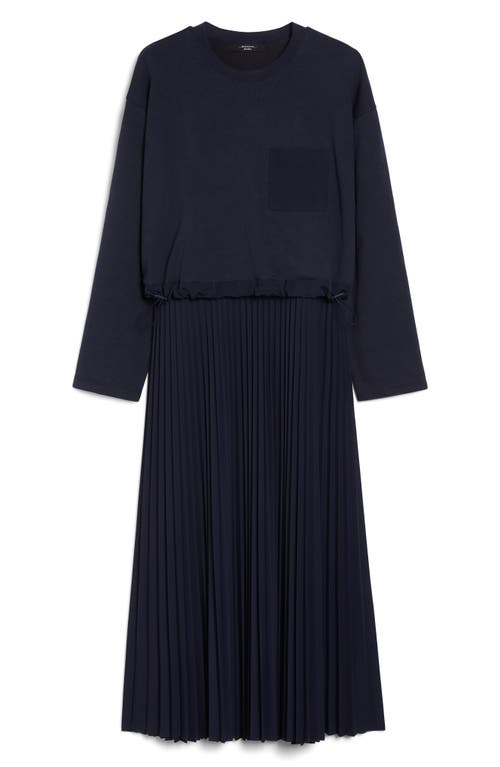 Weekend Max Mara Scatola Long Sleeve Mixed Media Dress In Navy