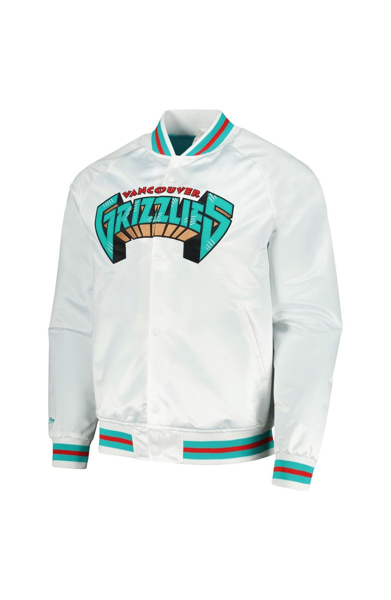 Mitchell & Ness Men's Mitchell & Ness White Vancouver Grizzlies Hardwood Classics Throwback Wordmark Raglan Full-Snap Jacket, Alternate, color, White