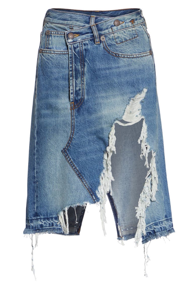 Norbury Ripped Crossover Denim Skirt, Alternate, color, JASPER