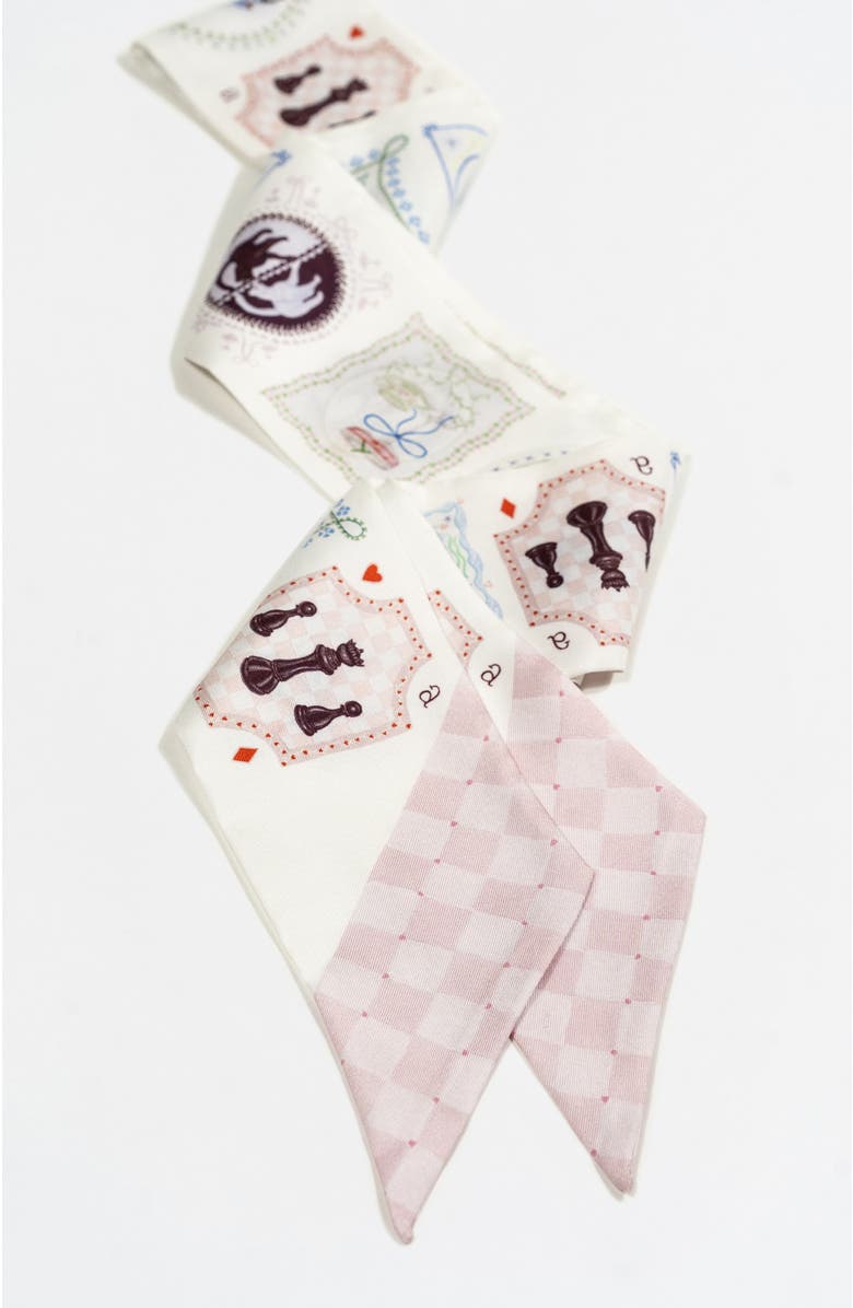 Bond & Grace Wonderful Curiosities Silk Twilly Scarf, Main, color, Pink