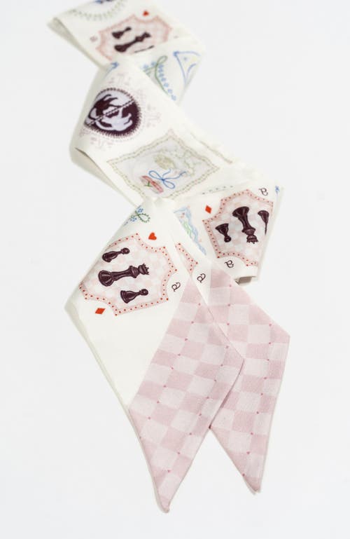 Bond & Grace Wonderful Curiosities Silk Twilly Scarf In Pink