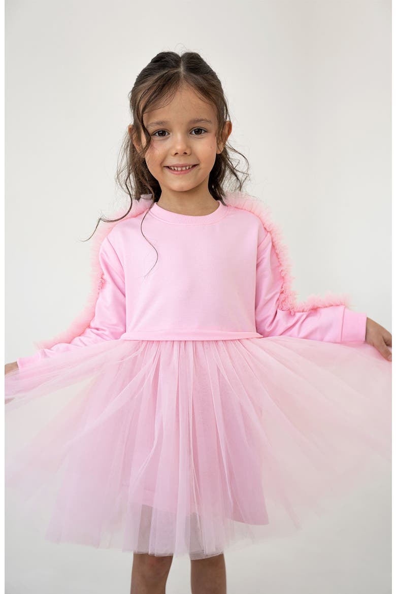 Ruffle Sweatshirt Dress, Main, color, Pink Rose
