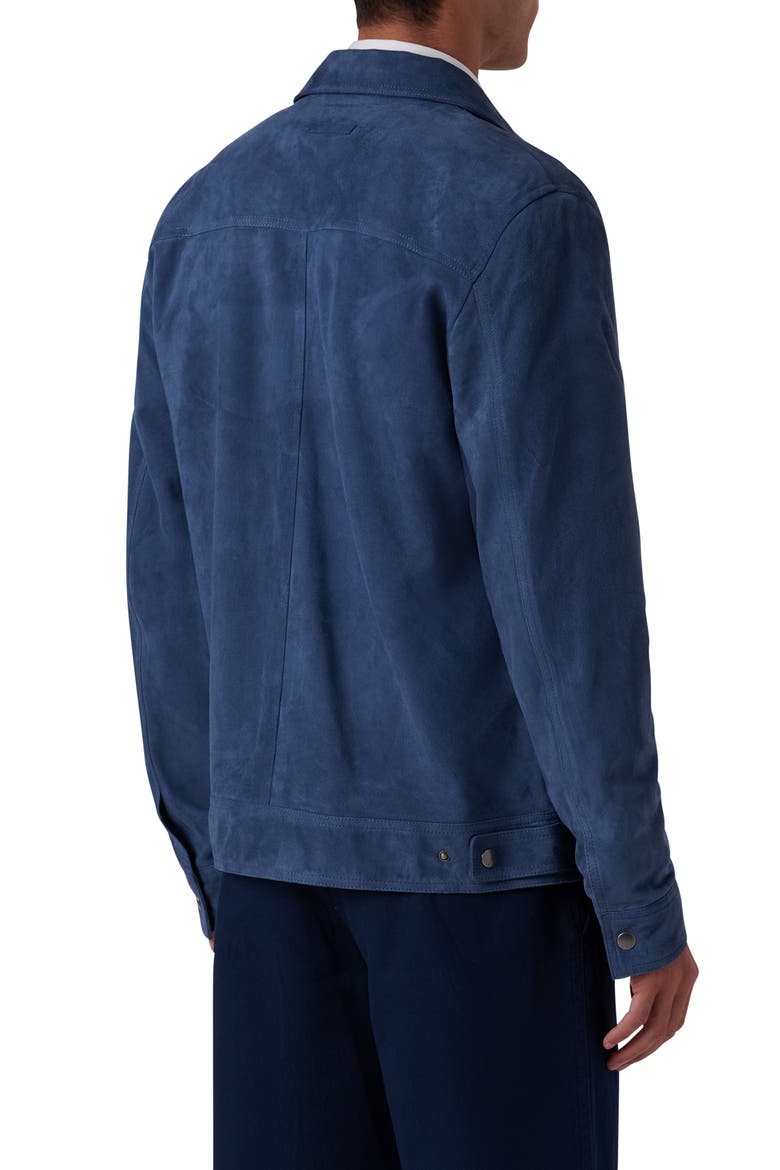 Suede Zip Bomber Jacket, Alternate, color, COBALT