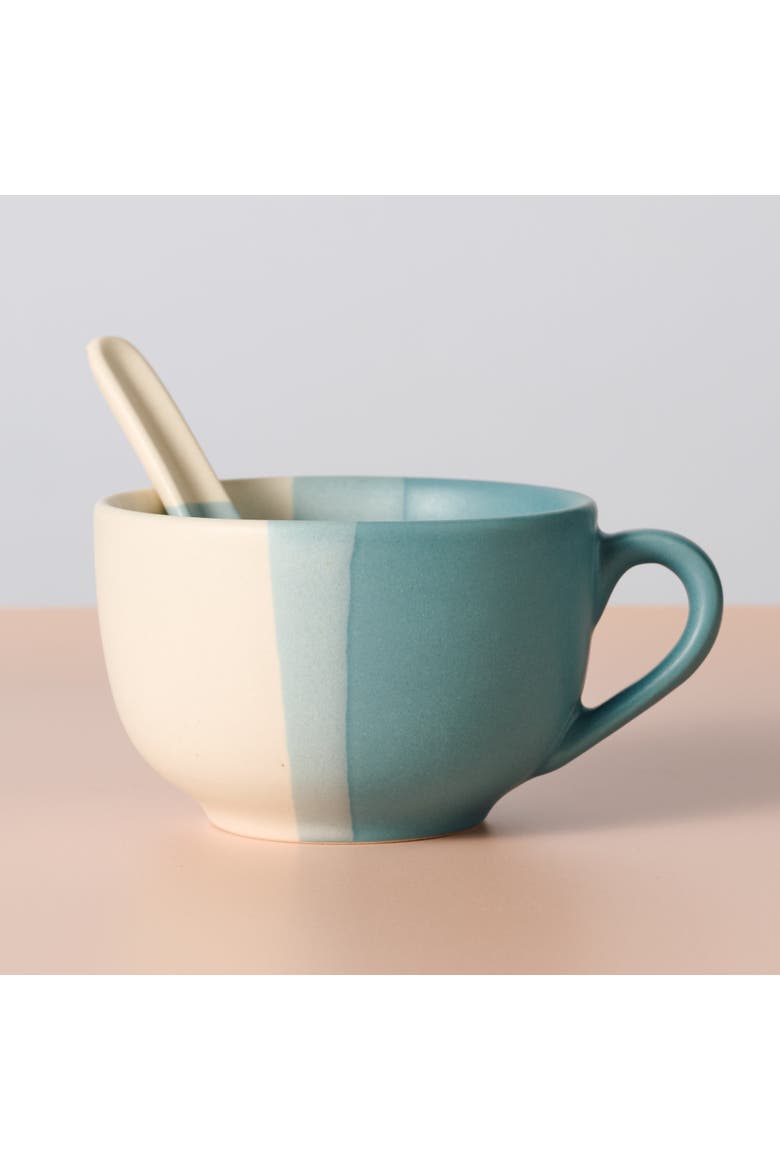 Pheeka Striped Jumbo Mug with Spoon, Alternate, color, Blue Green