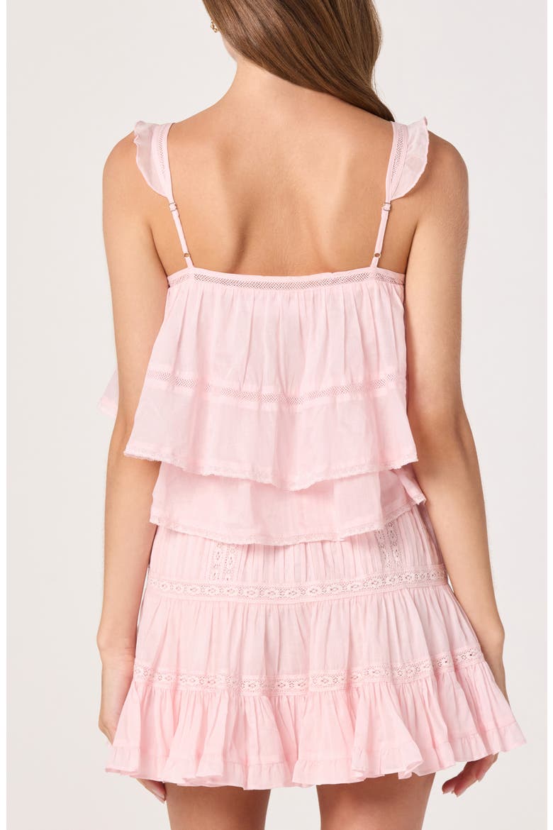 Delia Pleated Lace Inset Tiered Babydoll Top, Alternate, color, PINK