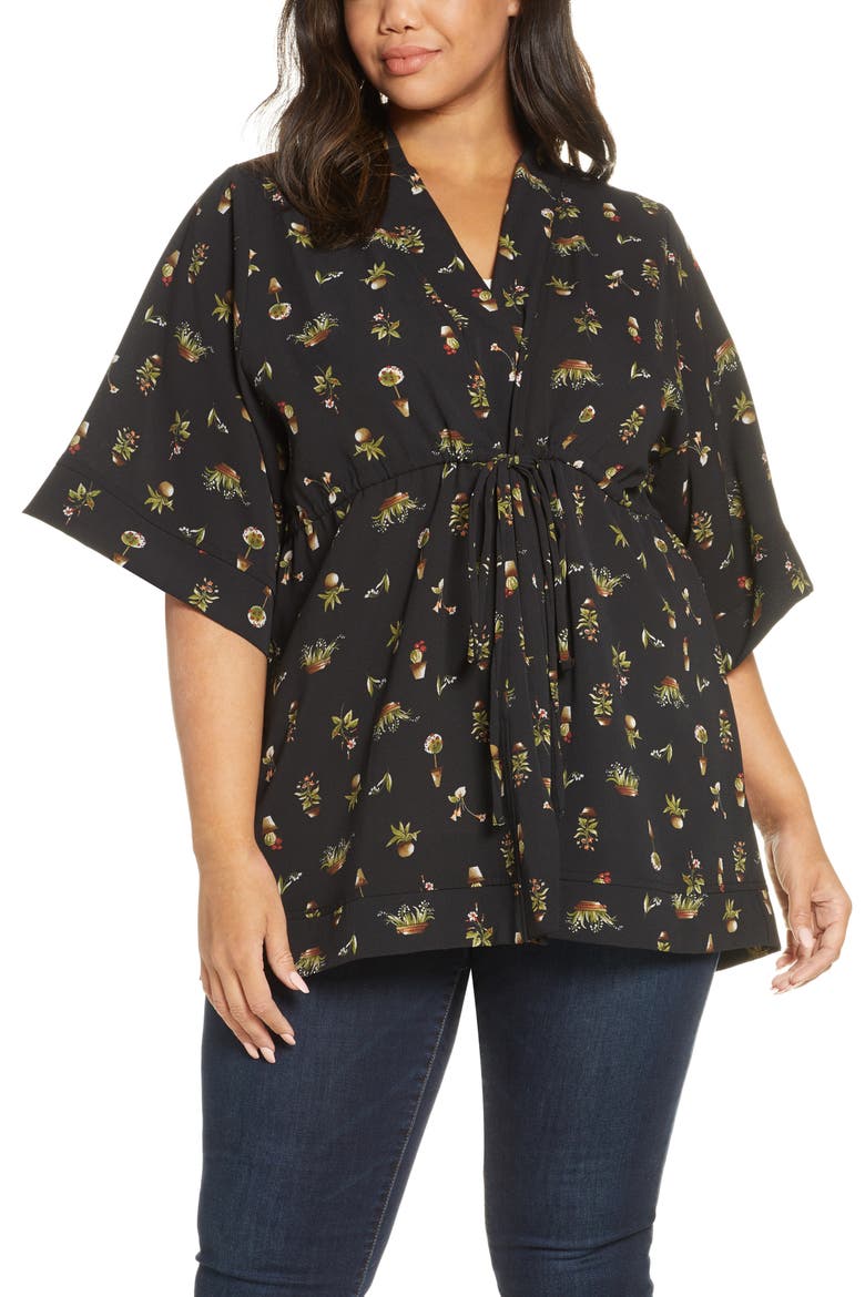 Bali Breeze Tunic, Main, color, POTTED PLANT PRINT