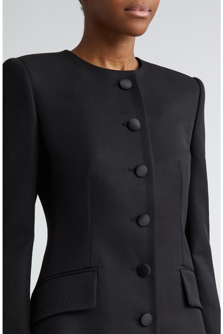 Collarless Crepe Jacket, Alternate, color, NERO