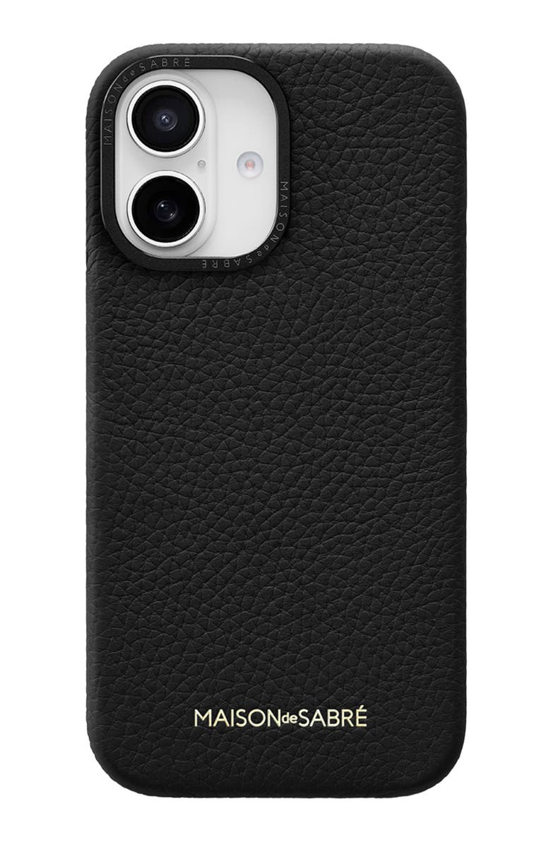 MAISON de SABRÉ Leather Phone Case, Main, color, Black Caviar