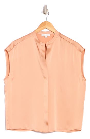 Shop Vince Satin Shell Tank In Apricot Clay