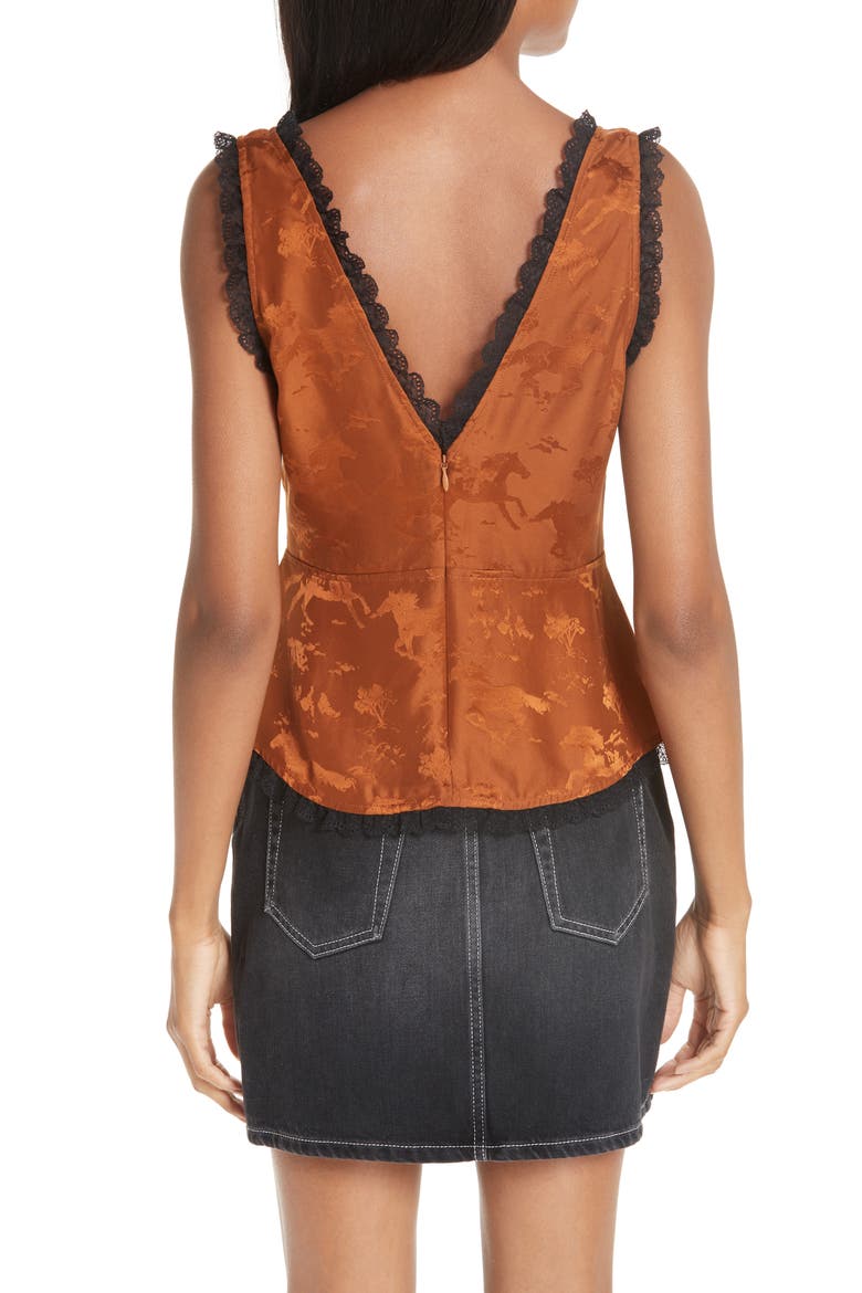 Silk Jacquard Top, Alternate, color, CARAMEL