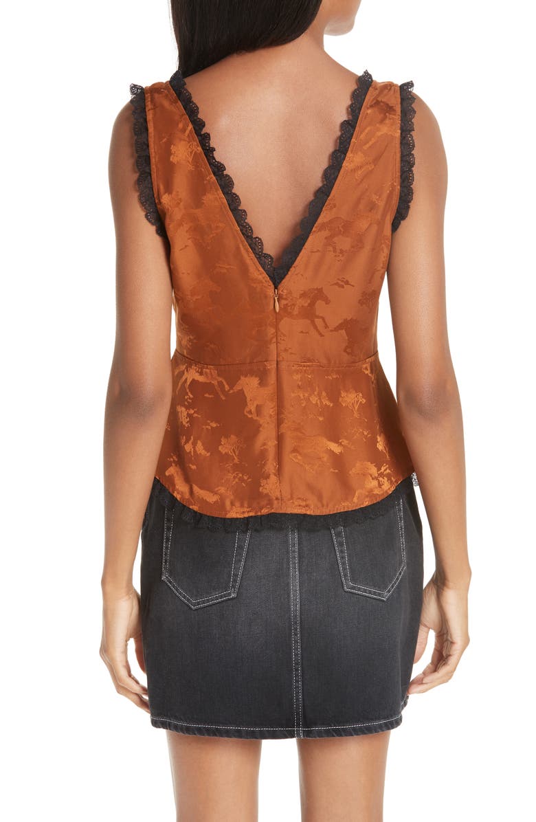 Ganni Silk Jacquard Top, Alternate, color, 