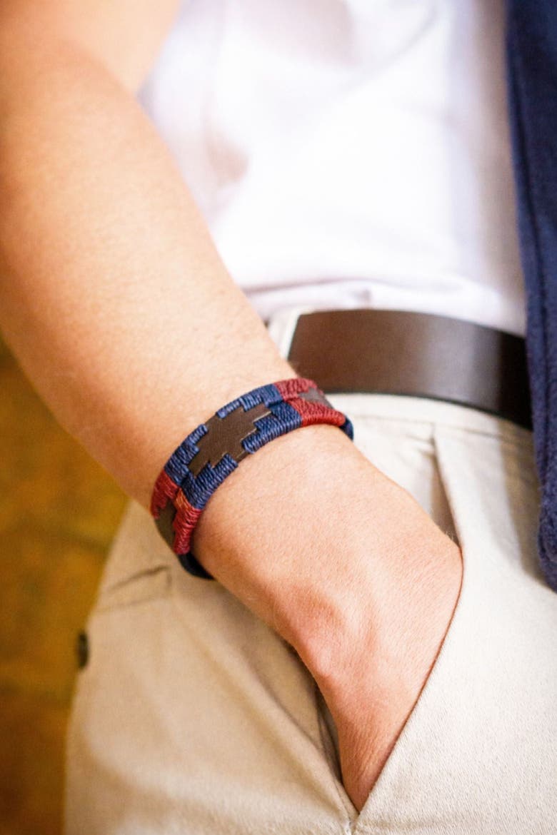 Wristband - Marcado Stitching, Alternate, color, Brown/Burgundy/Navy