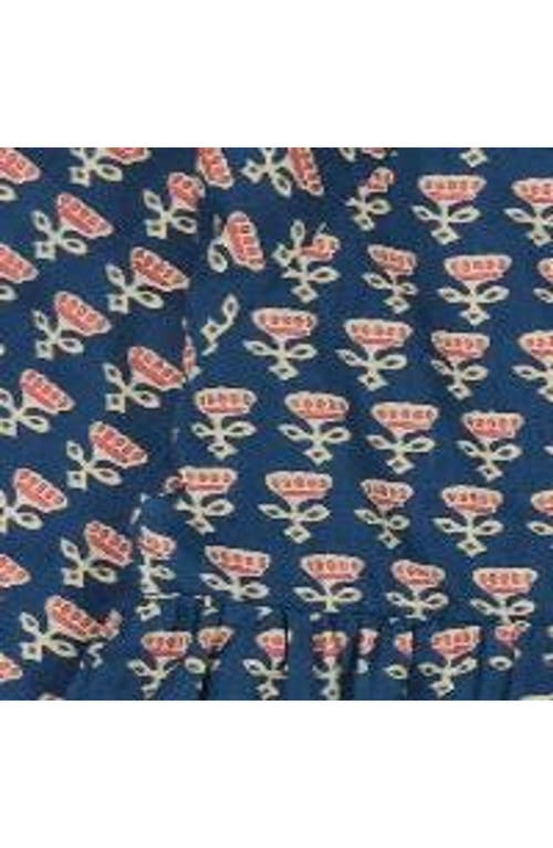 Mer St. Barth Girls' Sara Popover Dress - Little Kid, Big Kid In Blue Floral Block Print