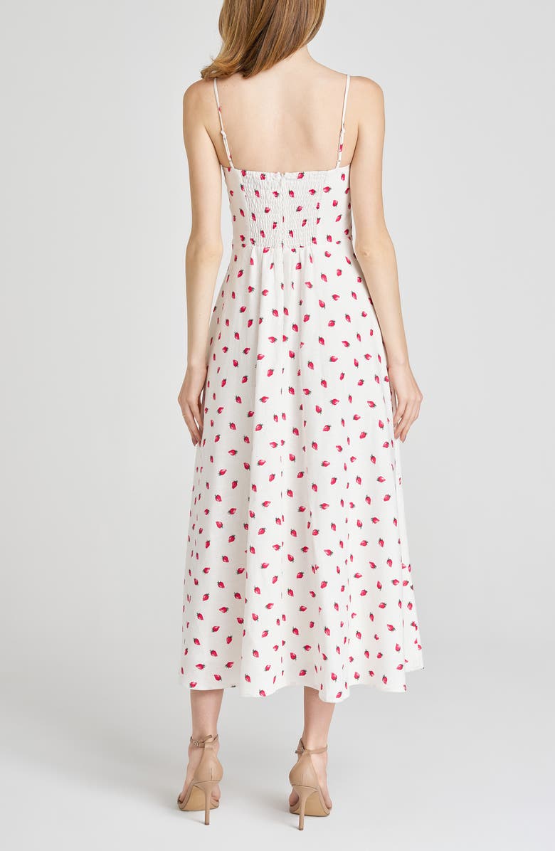 WAYF Josefina Strawberry Print Linen Blend Dress, Alternate, color, Ivory Strawberry