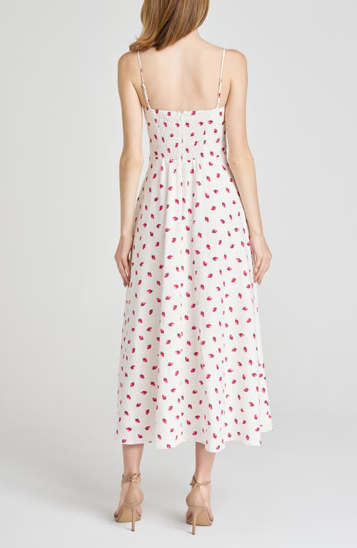 Wayf Josefina Strawberry Print Linen Blend Dress In Ivory Strawberry