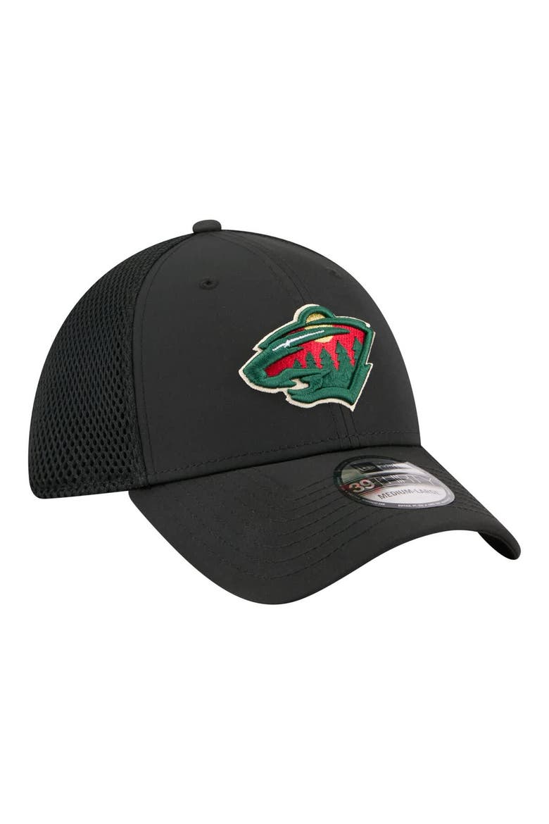 Men's New Era  Black Minnesota Wild Logo 39THIRTY Flex Hat, Alternate, color, Black