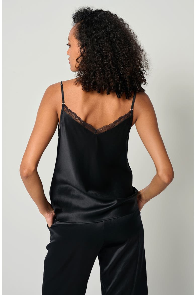 Women's V-Neck Lace Silk Camisole, Alternate, color, Black