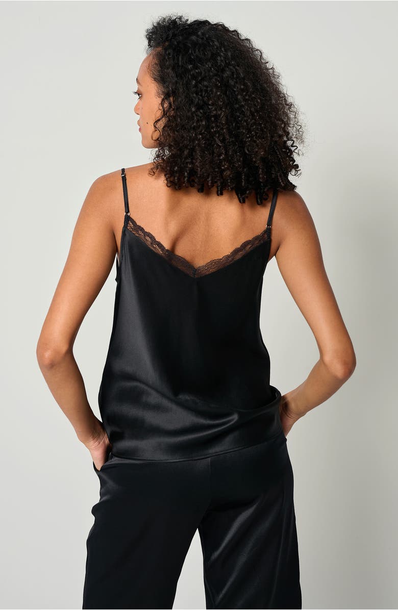Lilysilk V Neck Lace Silk Camisole, Alternate, color, Black