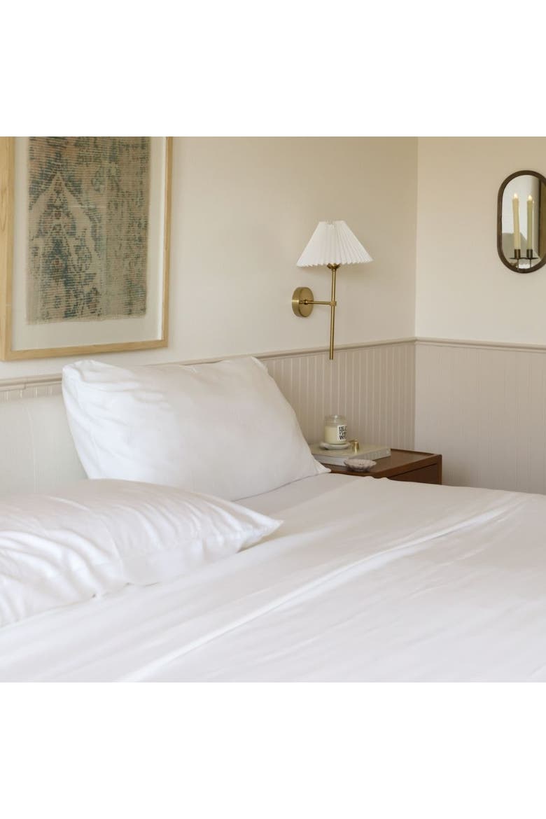 Organic Natural Sateen Fitted Sheet, Alternate, color, White