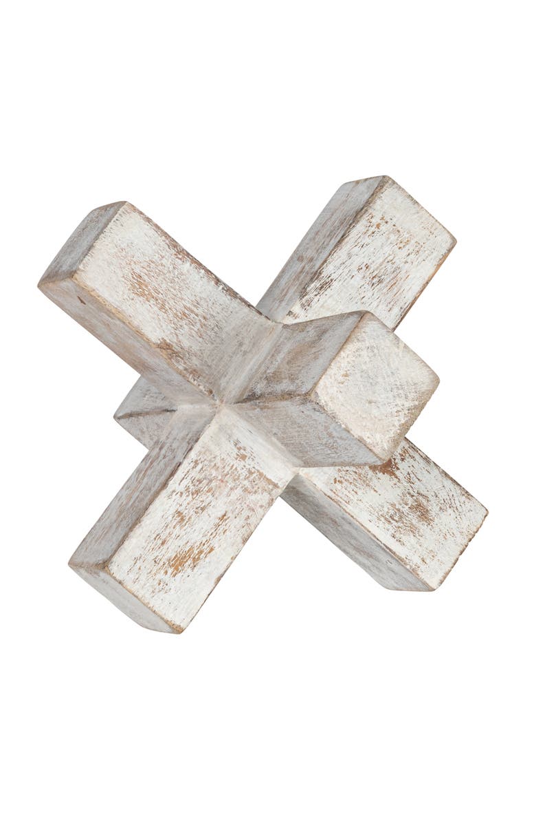Storied Home Decorative Mango Wood Jack Cross Design, Main, color, White