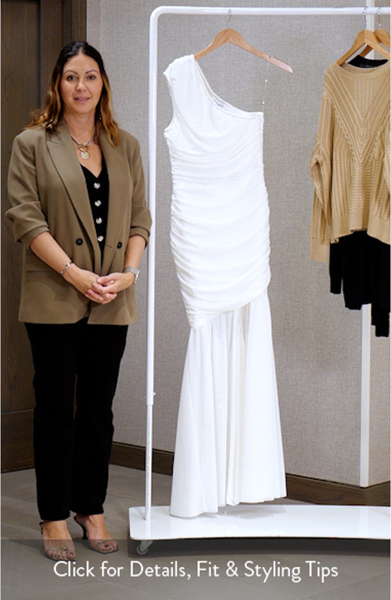 Vinna Ruched One-Shoulder Gown, sales video thumbnail