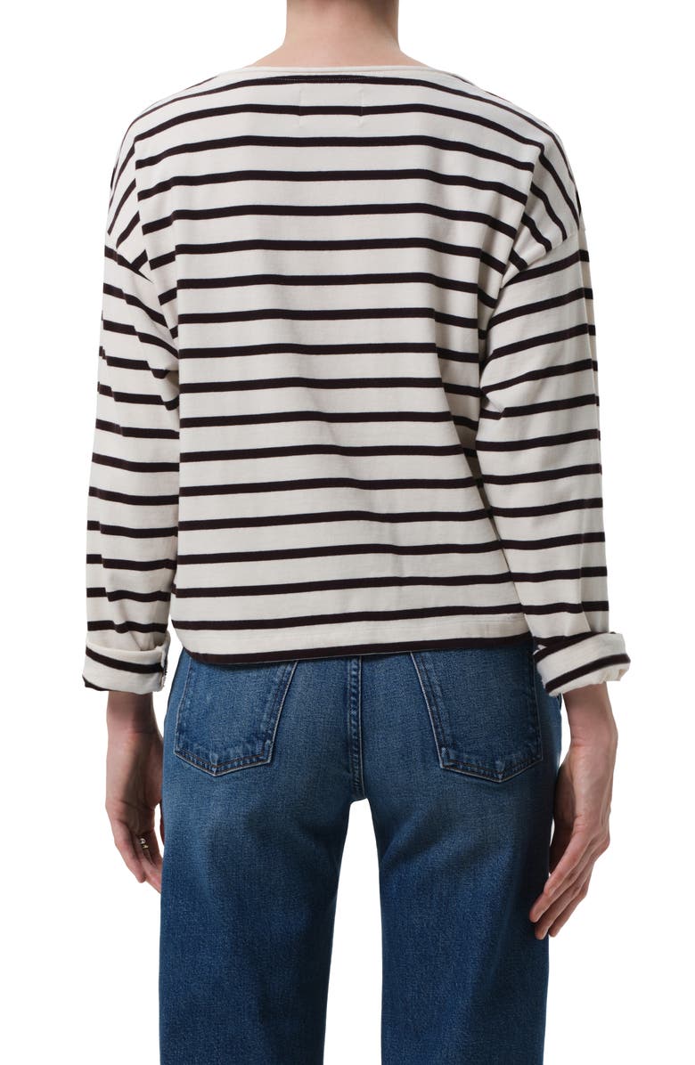 Citizens of Humanity French Sailor Stripe Boat Neck Top, Alternate, color, Chocolate Stripe
